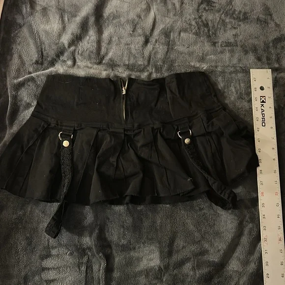 Black Mini Skirt with Lace-Up Detail - Picture 3 of 3